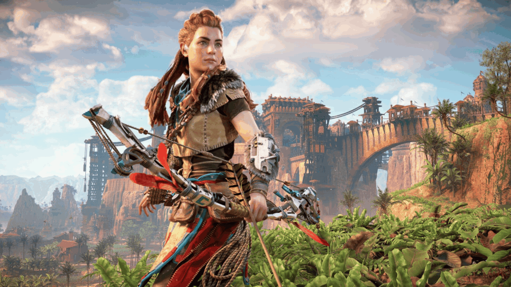 Aloy, l'héroïne principale avec son arc